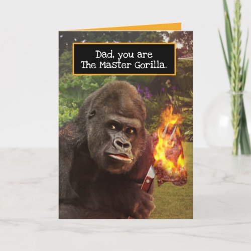 Funny Gorilla Grill Master Fathers Day Card