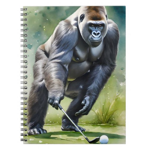 Funny Gorilla Playing Golf  Notebook