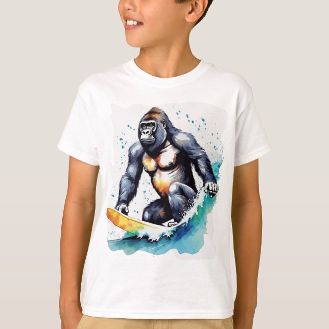 Funny gorilla surfing T-Shirt (Front)