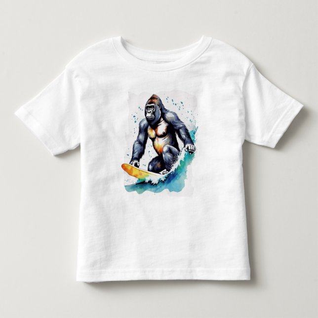 Funny gorilla surfing  toddler t-shirt (Front)