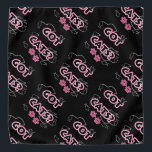 Funny Got Cats? in Pink and Black Bandana<br><div class="desc">Great way to express that you're a cat person! Available in blue and pink with paw prints,  fish on fishing line all in black accents.  Perfect for the cat lover in your life!</div>