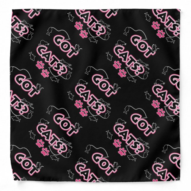 Funny Got Cats? in Pink and Black Bandana (Front)