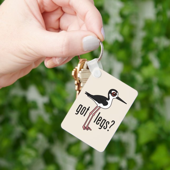 Funny Got Legs? Black-necked Stilt Birdorable Keychain (Hand)