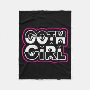 Funny Goth Girl Black And White Fleece Blanket