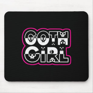 Funny Goth Girl Black And White  Mouse Pad