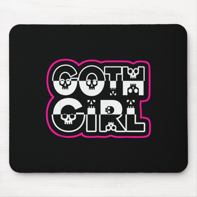 Funny Goth Girl Black And White  Mouse Pad (Front)