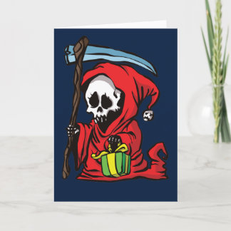Funny Goth Scary Grim Reaper Christmas Holiday Card