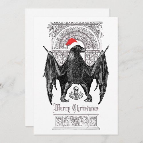 Funny Gothic Bat Merry Christmas Holiday Card