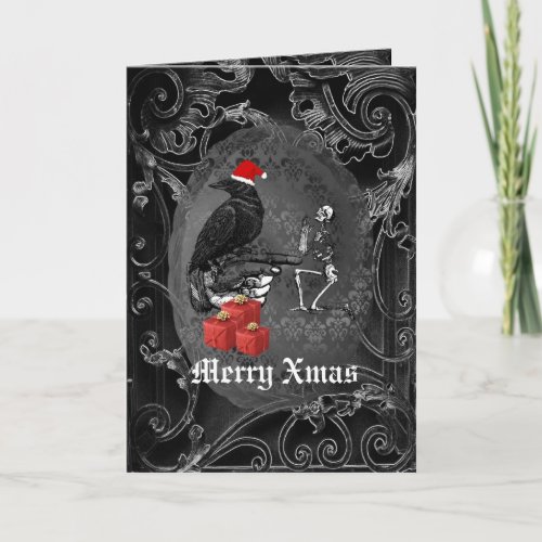 Funny  gothic crow black Christmas Holiday Card