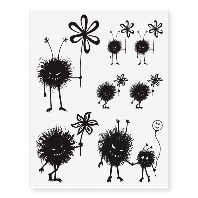 Funny Gothic Evil Bugs Temporary Tattoos (Front)