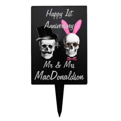 Funny gothic  mr and mrs  anniversary cake topper