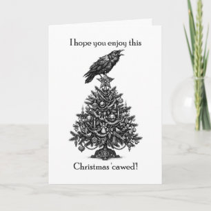 Funny Gothic Raven Crow Pun Victorian Christmas Holiday Card