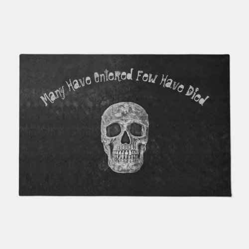 Funny Gothic Skull Head Black And White Macabre Doormat