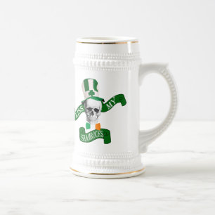 Funny gothic skull Irish St Patrick's day Beer Stein