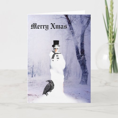 Funny Gothic Snowman Christmas Holiday Card