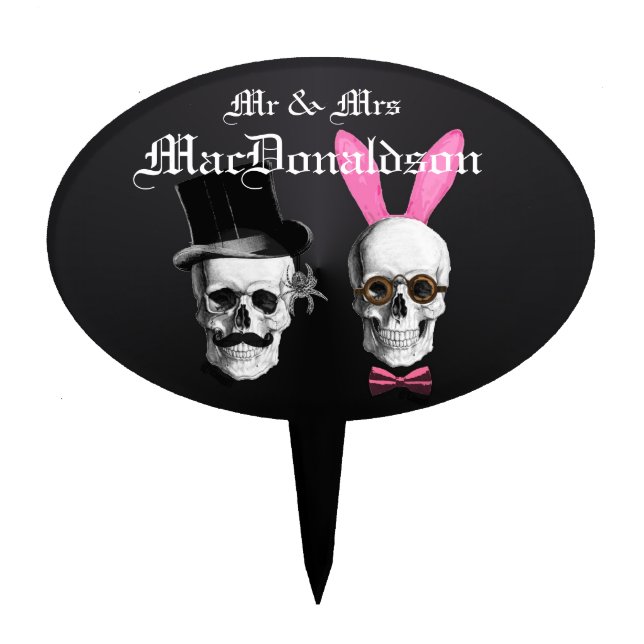 Funny gothic steampunk Mr & Mrs Cake Topper (Front)