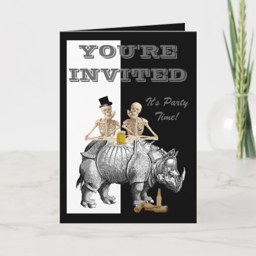 Funny Gothic Steampunk skeletons Invitation