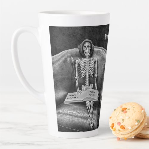 Funny Gothic Vintage Black And White Skeleton Latte Mug
