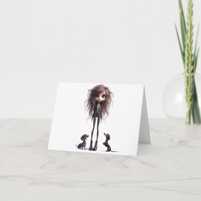 Funny Gothic Wiener Dogs Card (Front)