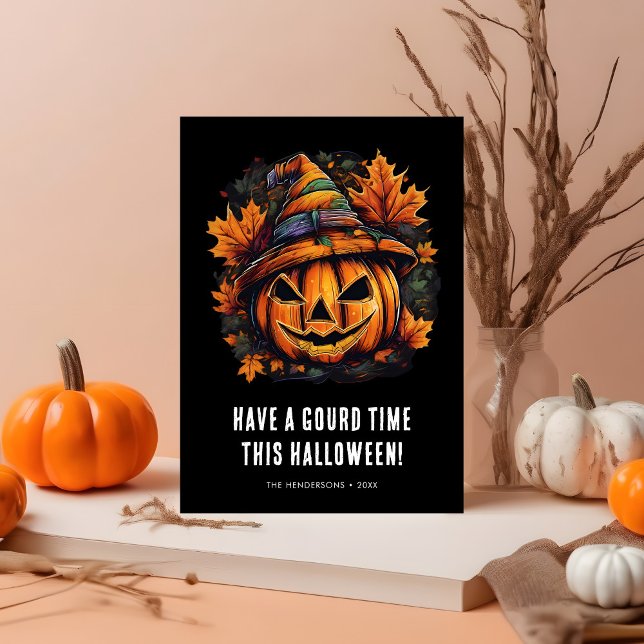 Funny Gourd Time Pumpkin Halloween Card (Creator Uploaded)