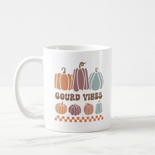 Funny “Gourd Vibes” Fall Coffee Mug (Left)