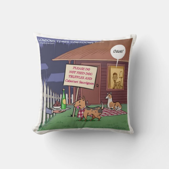 Funny Gourmet Dogs Cotton Throw Pillow (Front)
