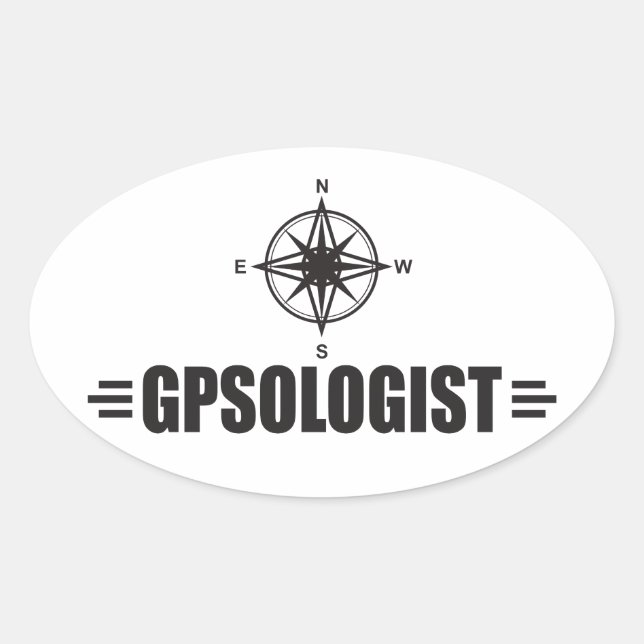 Funny GPS Oval Sticker (Front)