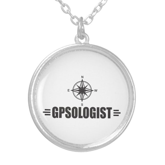 Funny GPS Silver Plated Necklace (Front)
