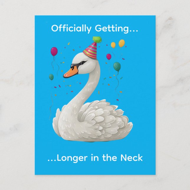 Funny Graceful Swan Birthday Graphic Design Postcard (Front)