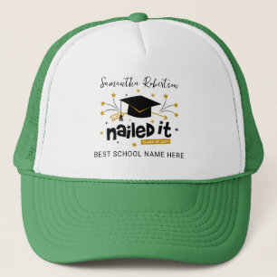 Funny Grad 2023 Nailed It Personalized Graduation Trucker Hat