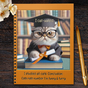 Funny Graduate Cat Student Notebook