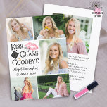 Funny Graduate KISS MY CLASS GOODBYE 6 Photo Announcement<br><div class="desc">Announce your high school or college graduate's achievement with this funny KISS MY CLASS GOODBYE modern typography card featuring 6 photos (5 on the front and 1 on the back). The back is designed to include information about your graduates achievements, activities and future plans as desired. ASSISTANCE: For help with...</div>