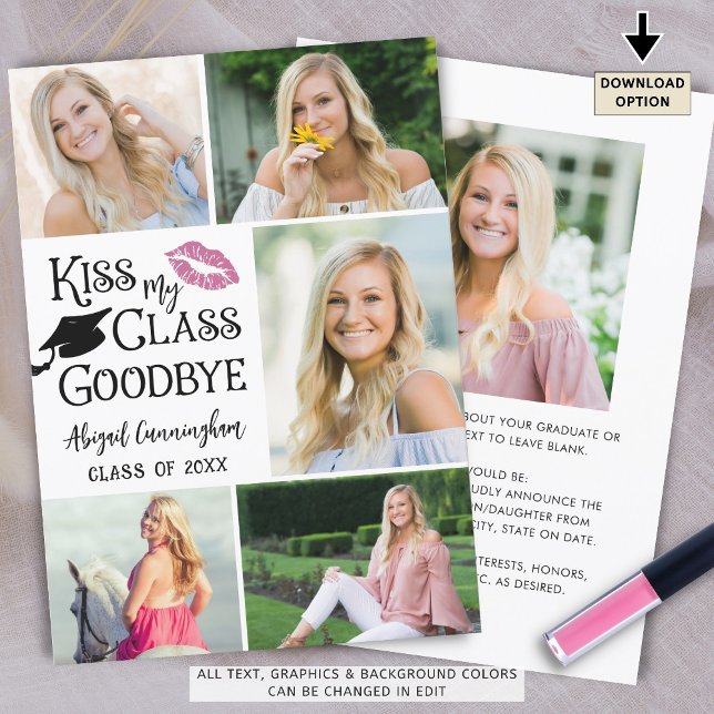Funny Graduate KISS MY CLASS GOODBYE 6 Photo Announcement (Creator Uploaded)