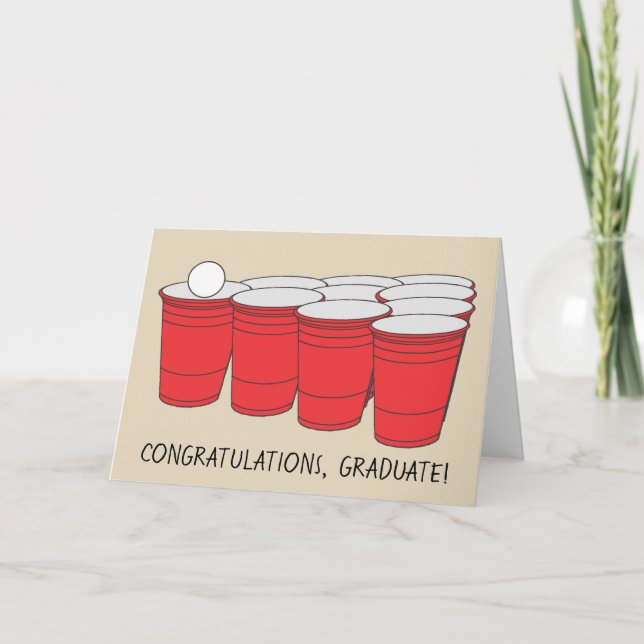 Funny Graduation Beer Pong "Touch and Go" Custom Card (Front)