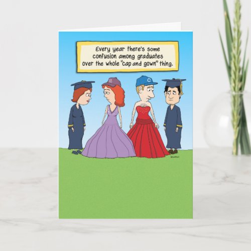 Funny Graduation Cap and Gown card