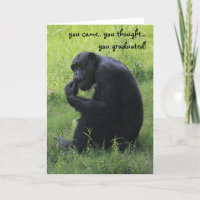 Funny Graduation Card, Chimpanzee, the Thinker
