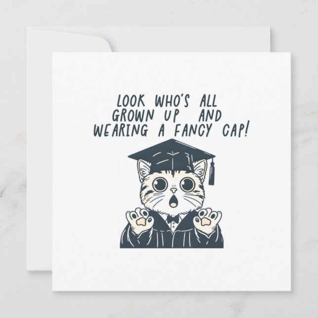 Funny Graduation Cat  Card (Front)