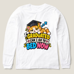 Funny Graduation Cat - I Graduated Can I Go To Bed Tri-Blend Shirt