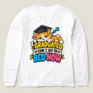 Funny Graduation Cat - I Graduated Can I Go To Bed Tri-Blend Shirt