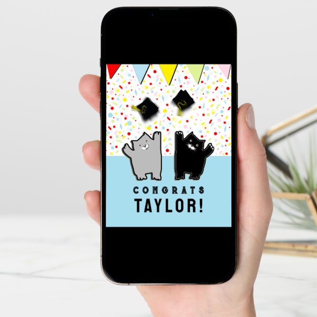 Funny Graduation Cats Card (Front Digital)