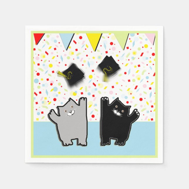 Funny Graduation Cats Party Napkins (Front)