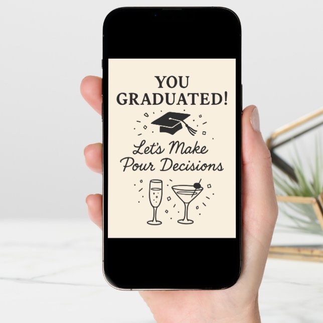 Funny Graduation Cocktail Drinks Congratulations  Card (Front Digital)