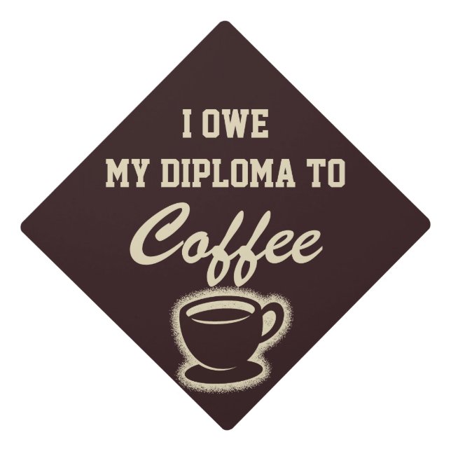 Funny Graduation Coffee Humor Graduation Cap (Front)