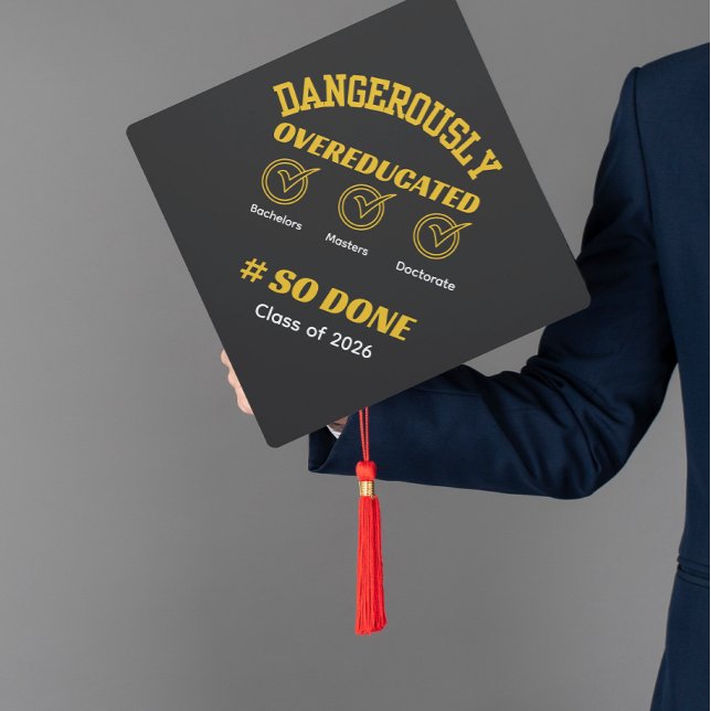 Funny Graduation degree gold and black Cap Topper (Creator Uploaded)