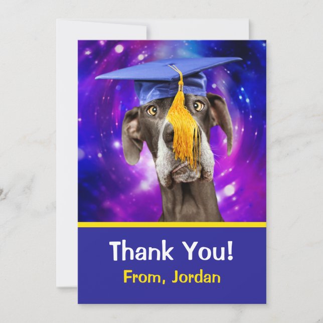 Funny Graduation Dog Wearing Hat Announcement (Front)