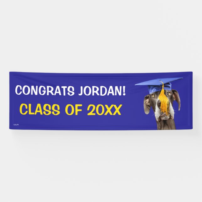 Funny Graduation Dog Wearing Hat Banner (Horizontal)