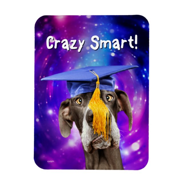Funny Graduation Dog Wearing Hat Magnet (Vertical)