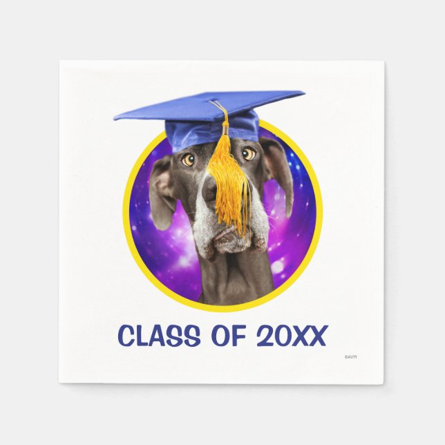 Funny Graduation Dog Wearing Hat Paper Napkins (Front)