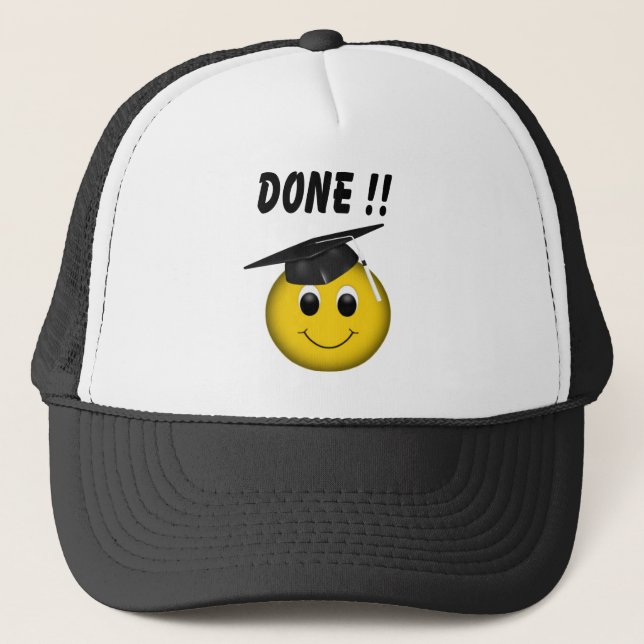 Funny Graduation Emoji "Done" Hat (Front)