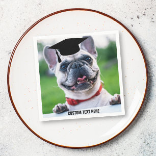 Funny Graduation French Bulldog Photo Custom Napkins